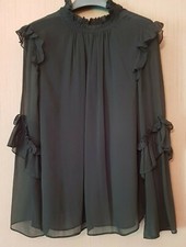 ZARA BASIC Z1975 DENIM WOMAN SHIRT CAMICIA DONNA VERDE TAGLIA S