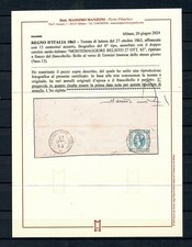 1863 REGNO 15 CENT LITOGRAFICO PRIMO GIORNO D'USO MONTEMAGGIORE BELSITO 27/10/63
