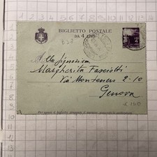 Storia Postale Biglietto Postale Da 4 Lire Poste Italiane Anni 20 Genova
