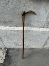 ANTICO BASTONE CON CORNO DI CERVO PRIMI 900 CON PUNTALE IN METALLO ANCIENT STICK