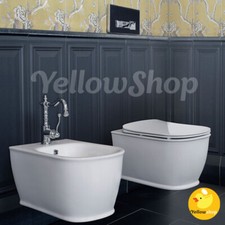 SANITARI SOSPESI VASO RIMLESS SENZA BRIDA BIDET COPRIVASO RALLENTATO WC BAGNO