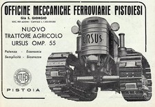 PUBBLICITA' 1954 TRATTORE URSUS OMP 55 OFFICINE MECCANICHE FERROVIARIE PISTOIESI