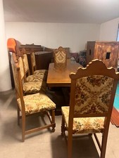 tavolo primi '900 con 6 sedie imbottite in stoffa