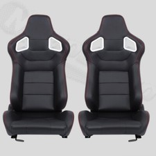 Coppia Sedili sportivi avvolgenti auto pelle nera cuciture rosse N700 Recaro