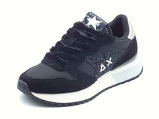 SUN68 Z45217 Stargilrl Glitter Logo Nero Scarpe Sportive per Donna nabuk e tessu