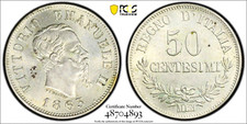 1863 M Italy 50 Centesimi