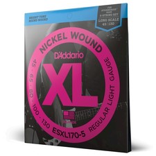 D'Addario ESXL170-5 Corde per Basso Doppia Sfera, Lunghe, 5 Corde, Leggere, 45-130