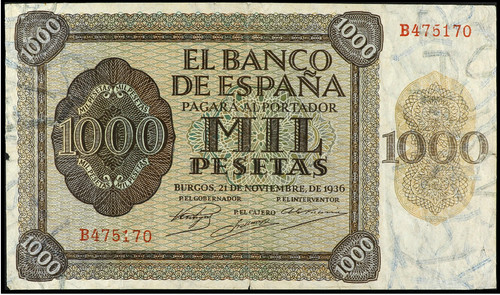 1000 pesetas 1936 - , serie