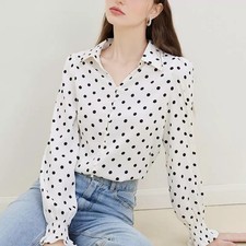 Camicia Bianca A Pois Neri