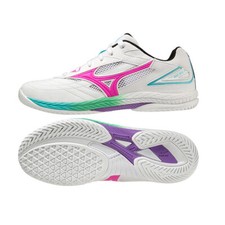 Scarpe da ping pong Mizuno Wave Drive 9 unisex indoor bianche nuove con etichette 81GA2205