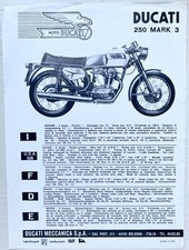 F007 FOGLIO PUBBLICITARIO MOTO DUCATI 250 MARK 3 CARATTERISTICHE ANNI 50/60