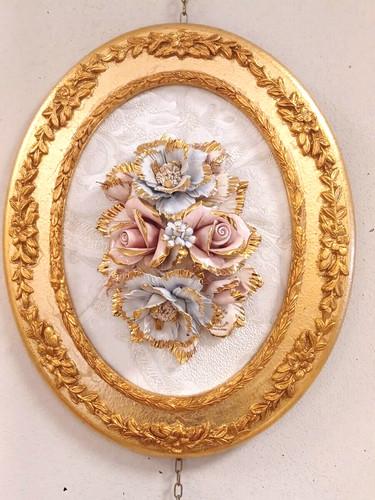 Quadro ovale fiori capodimonte - ovale,