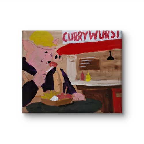 Pop art maiale - , currywurst