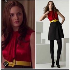 Abito Alice + Olivia Jabot rosso nero Gossip bambina Blair Waldorf taglia 4 