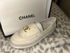 scarpe chanel donna 39 mocassini bianchi 