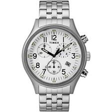 Orologio Uomo Timex MK1 Cronografo Quadrante Bianco Bracciale Tono Argento TW2R68900VQ