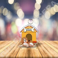 Portachiavi in Plexiglasss a forma di Casa con il Nome del tuo Cane idea regalo