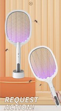 Racchetta Zanzare Fulmina Insetti Lampada Elettrica Ricaricabile 2IN1 Con Base