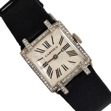 Orologio da cocktail CARTIER Lady Art Deco platino e diamanti anni '20