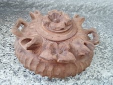 Grolla dell'amicizia in legno con impugnature e decoro fiori, 20 cm diametro