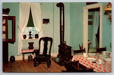Vintage Postcard- Old Amana Home Kitchen Iowa stove rocking chair