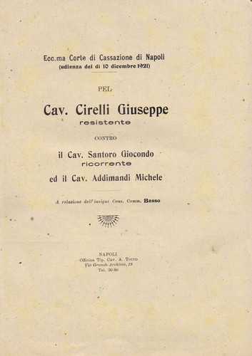 Pel cav cirelli giuseppe - cav.,