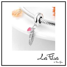 Charm Piuma con Cuore rosa