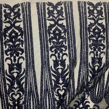 Tessuto Tulle Ricamato Blu