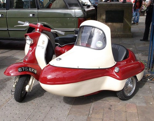 Scooter con rara foto sidecar - con,