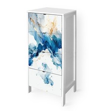 Cassettiera Bianco stampa GOLDEN BLUE 4 CASSETTI legno 39x29xH78 cm