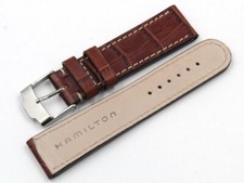 Hamilton Cinturino Stampa Coccodrillo Marrone Misure 22mm/20mm Fibbia Acciaio