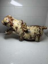 STATUA IPPOPOTAMO FIGURATIVA CERAMICA ARTISTICA MCM VINTAGE metà secolo ceramica argilla GRANDE