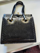 BORSA DA SERA  IN  VERA PELLE LUCERTOLA NERA  MODELLO  TIPO  PICCOLA KELLY