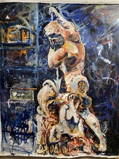 Bellisini Giancarlo Roma Particolare Di Piazza Navona Solo Tela  100x130cm