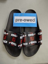 Sandali FENDI ROMA in gomma con logo slide taglia 43 US 10 neri da uomo