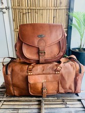 Borsone da notte vintage fatto a mano in vera pelle marrone regalo di Capodan...