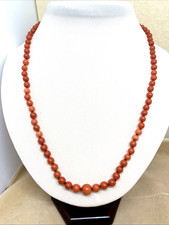 COLLANA IN CORALLO NATURALE  VINTAGE cm 52 CHIUSURA IN ARGENTO DORATO CON STRASS