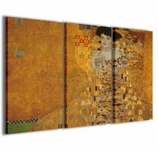 Quadro Moderno 100 x 60 cm Stampa su Tela Canvas 3 pz Gustav Klimt II la donna