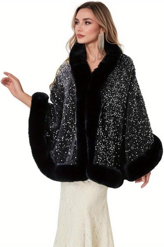 Cappotto scialle pelliccia
