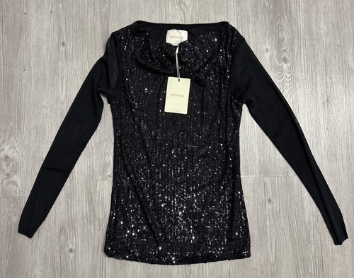 Maglia edas nera paillettes - maglia,