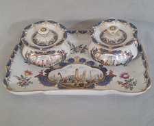 CAPODIMONTE NAPOLI GINORI PORCELLANA DIPINTA A MANO SET SCRIVANIA - CALAMAIO