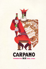 RARA PUBBLICITA' 1954 PUNT E MES RE CARPANO VINO VERMOUTH  ARMANDO TESTA TORINO
