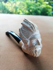 Pipa in schiuma di mare, intaglio figura maschile, anni 60, mai usata