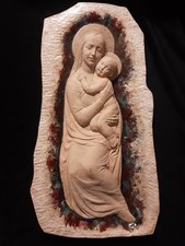 Magri Importante Capezzale In Maiolica Madonna Con Bambino 