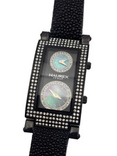 HAUREX  acciaio pelle OROLOGIO DA POLSO DONNA AL QUARZO dual time SCONTATO 