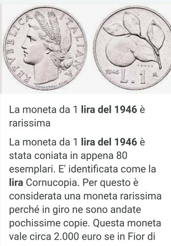 Moneta lira del - moneta, 1946