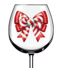 12x Bastoncini di Caramelle Natalizie Colorati Fiocco Vinile Adesivo Decalcomania Bicchiere Vino