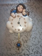 Thun Orologio Da Parete Con Pendolo Angelo Angioletto Blu Nuvola Stella 