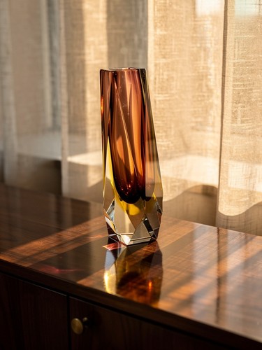 Murano faceted glass ase - glass, v