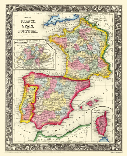 Mappa storica francia spagna - storica,